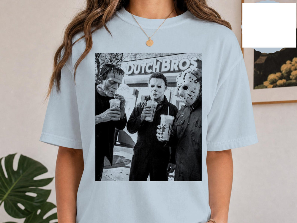 Horror Coffee Lovers Tee Light Blue